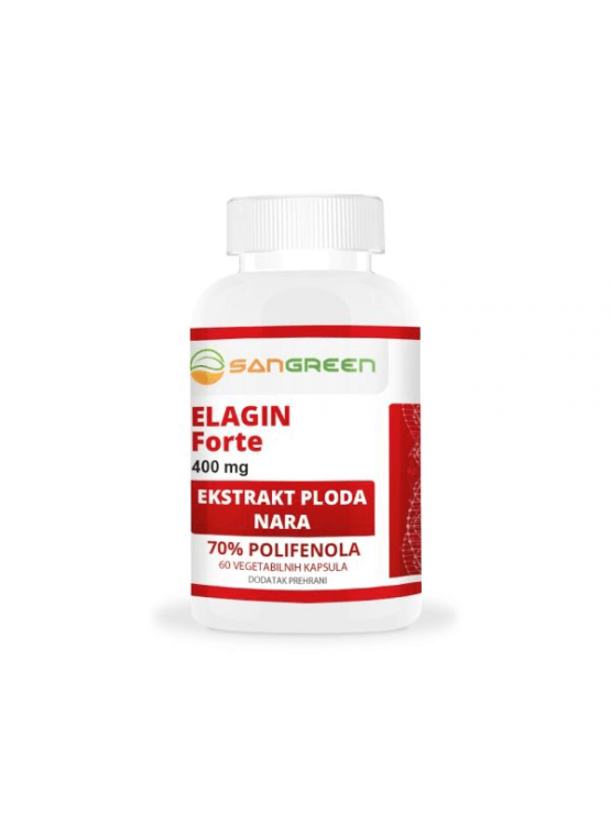 Sangreen Elagin Forte v beli plastični embalaži, 400mg x 60 kapsul.