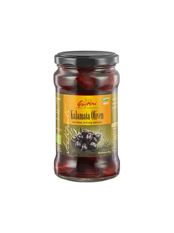 Gustoni kalamata olive iz ekološke pridelave v kozarcu, 300g.