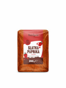 Nutrigold sladka paprika v prahu v prozorni plastični embalaži.