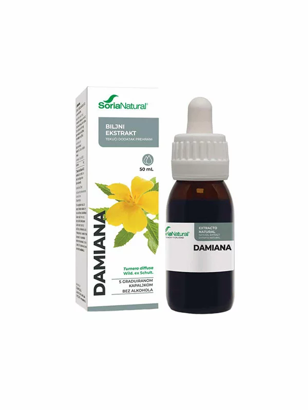 Soria Natural Damiana XXL Izvleček v steklenički, 50ml.