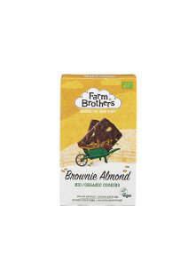 Farrm Brothers veganski piškoti iz ovsa, pire in rži z okusom mandljev in brownijev v kartonski embalaži, 150g.