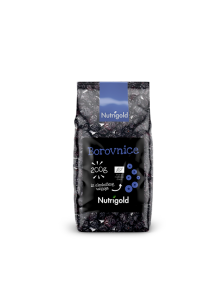 Nutrigold ekološke suhe borovnice v plastični embalaži, 200g.