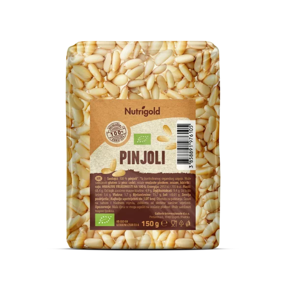 Nutrigold ekološke pinjole v rjavi rjavi embalaži, 150g.