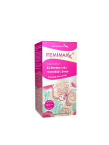 Biobalans Femimaxx za hormonsko ravnovesje v kartonski embalaži, 50 kapsul.