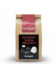 Nutrigold ekološka ječmenova moka v rjavi papirnati embalaži, 1000g.