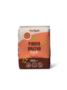 Nutrigold ekološka bela pirina moka Tip 630 v rjavi papirnati embalaži, 500g.