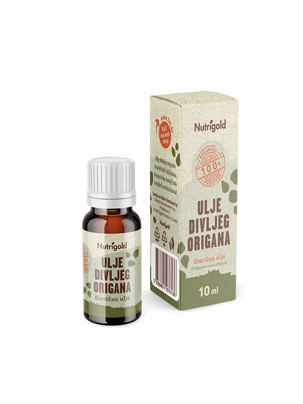 Nutrigold ekološko olje divjega origana v steklenički, 10ml.