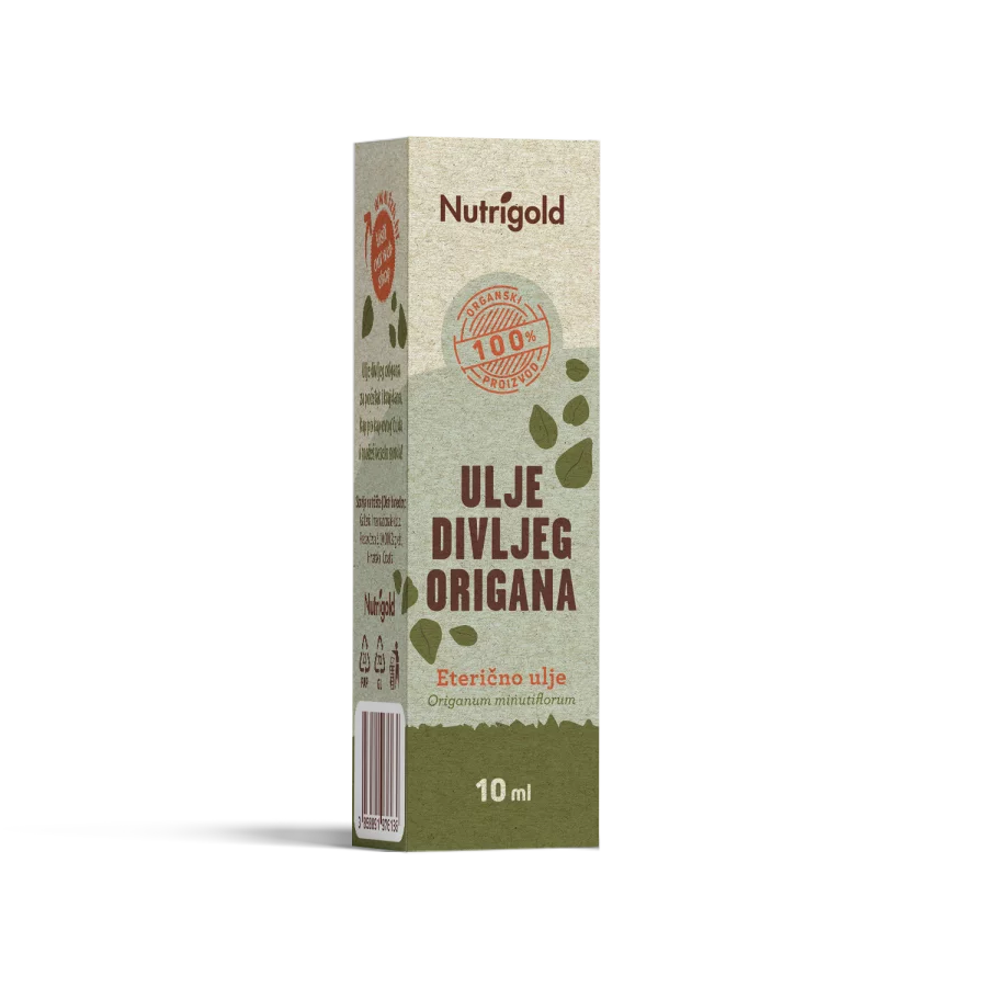 Nutrigold ekološko olje divjega origana v steklenički, 10 ml.