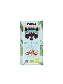 Raccoon veganska ekološka beljakovinska čokolada v papirnati embalaži, 40g.