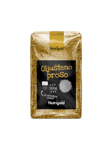 Nutrigold ekološko oluščeno proso - prosena kaša v prozorni plastični embalaži, 500g.