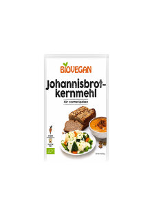 Biovegan ekološka rožičeva moka brez glutena v 100g embalaži.