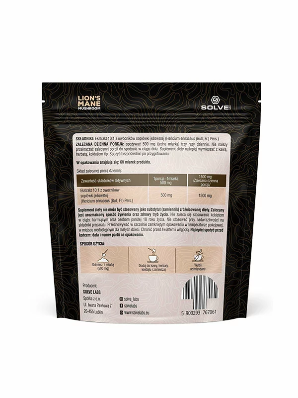 Solve Lion's Mane Izvleček v papirnati embalaži, 30g.