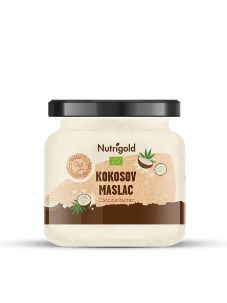 Nutrigold ekološko kokosovo maslo v kozarcu, 250g.
