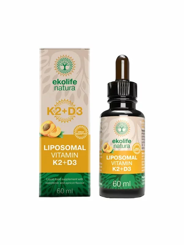 Ekolife Natura liposomalni vitamin K12 + D3 v steklenički  s kapalko, 60ml.