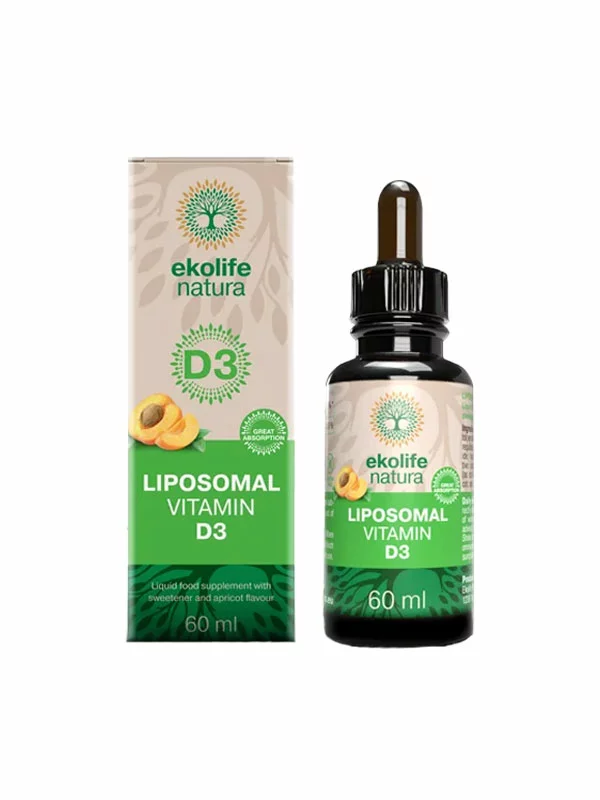 Ekolife Natura Liposomski vitamin D3 v steklenički s kapalko, 60ml.