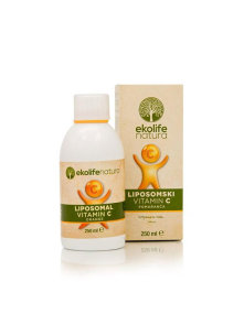 Ekolife Natura liposomski vitamin C z okusom pomaranče v plastični embalaži, 250ml.