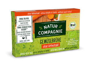 Natur Compagnie zelenjavne jušne kocke brez kvasa v kartonski embalaži, 84g.