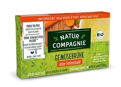 Natur Compagnie zelenjavne jušne kocke brez kvasa v kartonski embalaži, 84g.