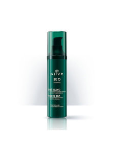 Nuxe Bio tonirana vlažilna krema za kožo svetlega odtenka v zeleni valjkasti embalaži.