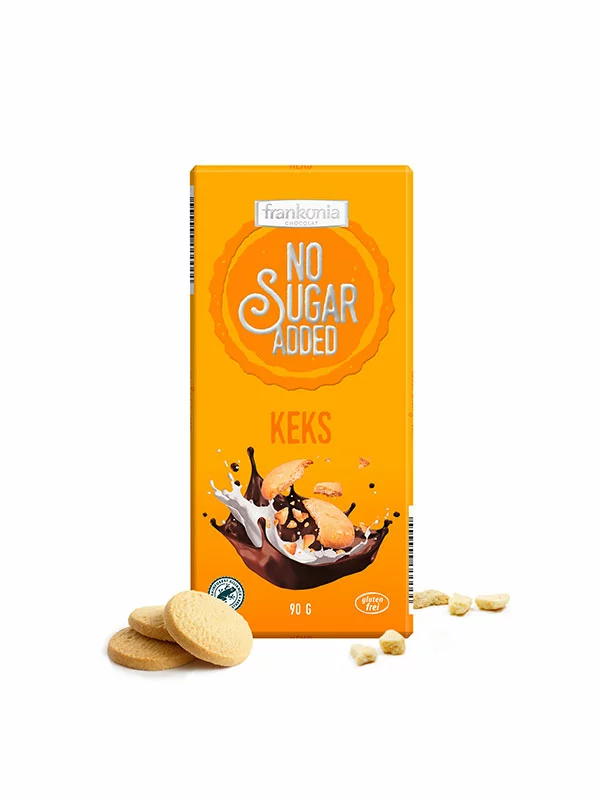 Frankonia čokolada s piškoti in lešniki brez dodanega sladkorja v 90 g embalaži.