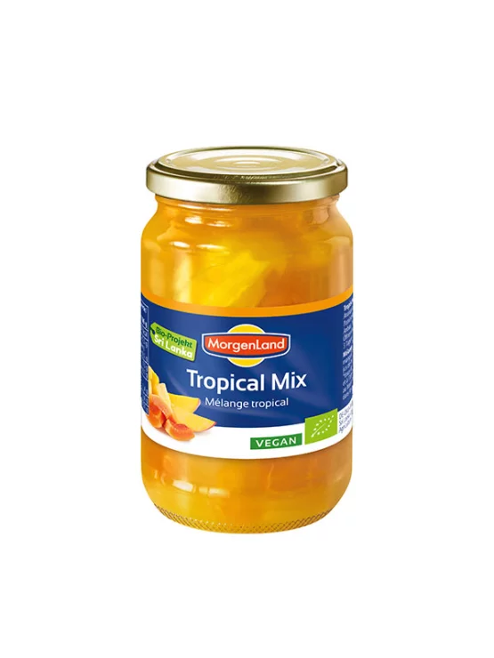 MogenLand kompot iz mešanega tropskega sadja v stekleni embalaži 360g