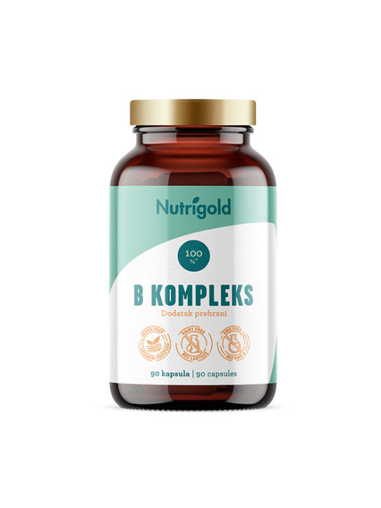 Nutrigold vitamin B kompleks v stekleni embalaži  90 veganskih kapsul