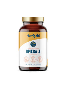 Nutrigold veganske kapsule omega 3 i vitamin E  v stekleni embalaži