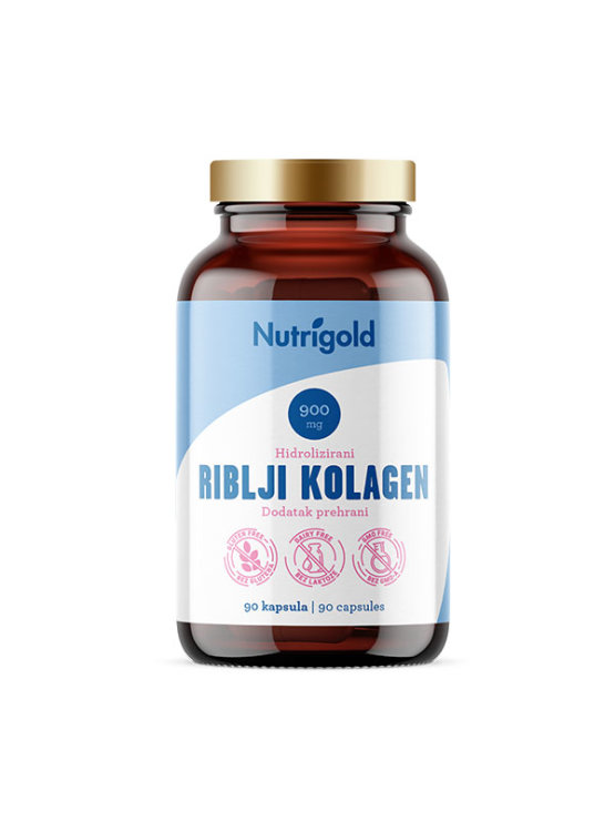 Nutrigold hidrolizirani ribji kolagen v stekleni embalaži 90 kapsul