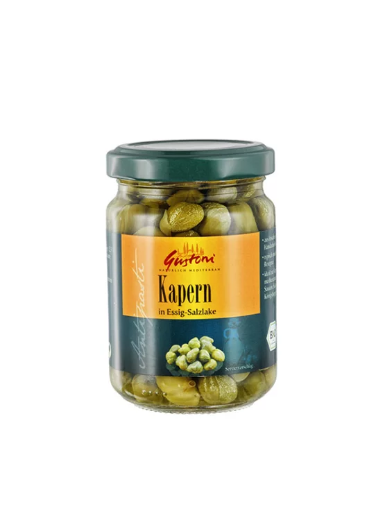 Gustoni ekološki kapri v slanici v stekleni embalaži 140g