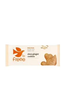 Freee ekološki brezglutenski piškoti z ingverjem v svetli embalaži, 150 g.