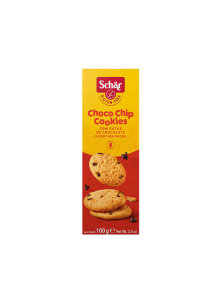 Schar piškoti s koščki čokolade "Choco chip cookies" brez glutena v plastični embalaži, 100 g.