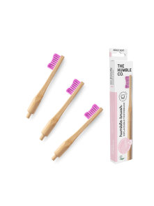 Bambusova zobna ščetka z zamenljivo glavo Medium Rožnata -  Humble Brush