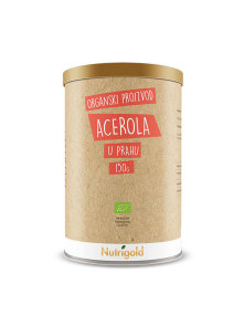 Nutrigold acerola v prahu iz ekološke pridelave prihaja v papirnati embalaži, 150g.