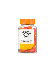Ultravit vitamin D3 v plastični embalaži, vsebuje 60 kosov vitaminov.