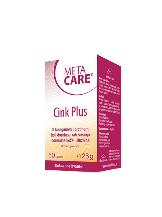 AllegroSan Meta Care Cink Plus v embalaži vsebuje 60 kapsul.
