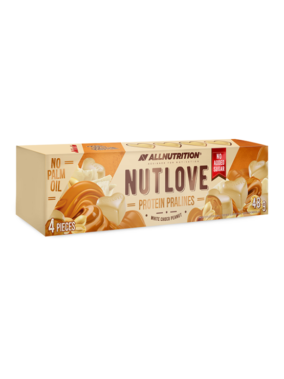 ALL Nutrition Nutlove beljakovinske praline bela čokolada-arašidi v embalaži po 48g