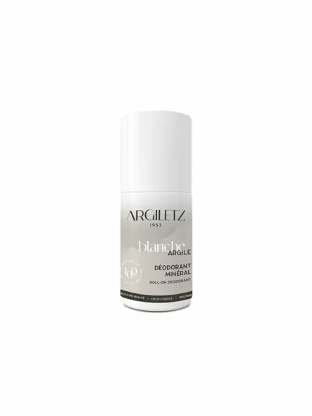 Argiletz Dezodorant Roll-on z belo glino v beli, plastilčni embalaži, 50ml