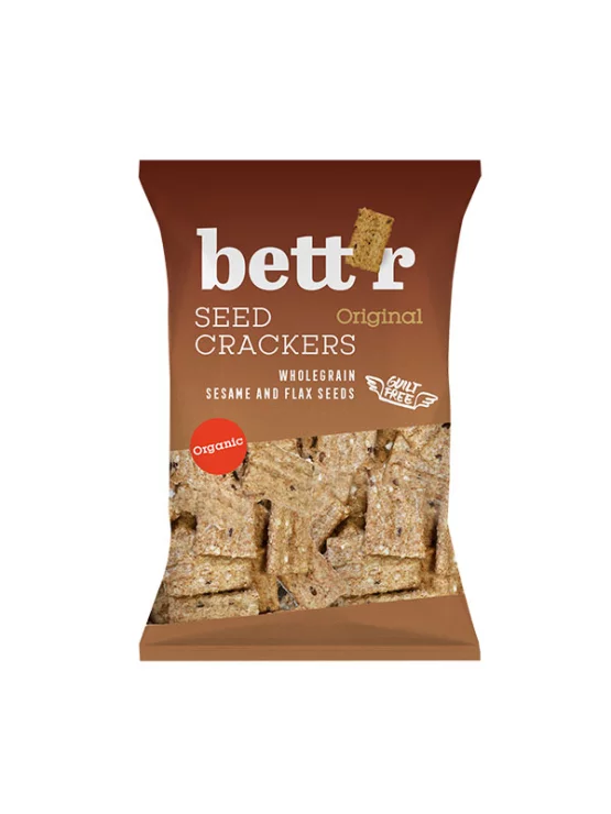 Bett'r krekerji iz polnozrnatih semen s kokosovim oljem v embalaži 150g