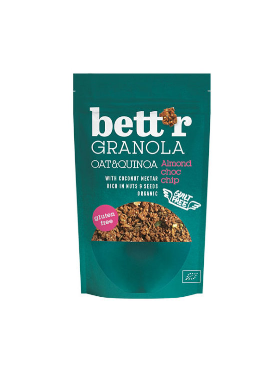 Bett'r Granola z Mandlji in koščki čokolade Brez glutena Ekološka, v embalaži  300g