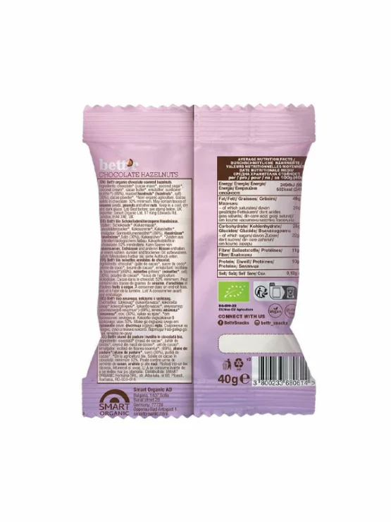 Lešniki obliti s čokolado - Ekološki 40g Bett'r