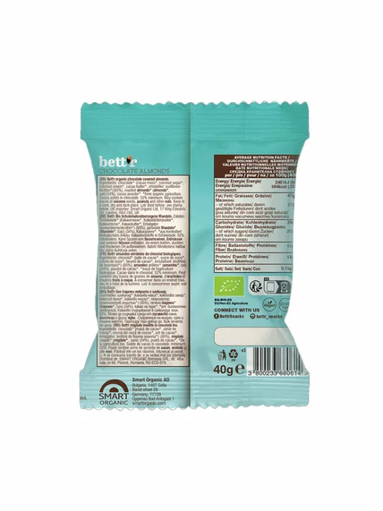 Mandlji obliti s čokolado - Ekološki 40g Bett'r