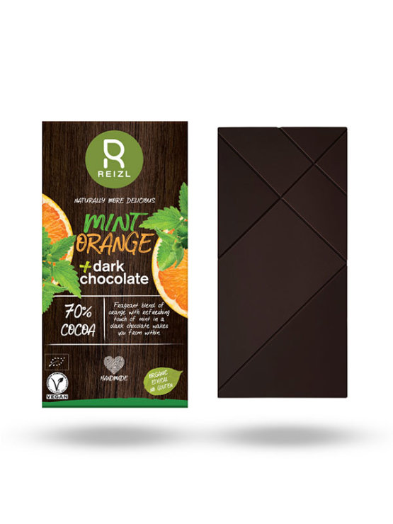 Ekološka Rizl čokolada s pomarančo in meto v embalaži 70g