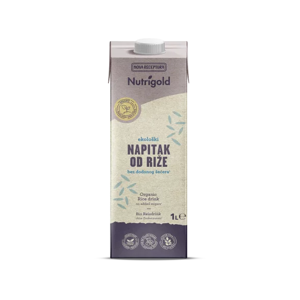 Nutrigold rižev napitek brez dodanega sladkorja  v kartonski embalaži 1000 ml