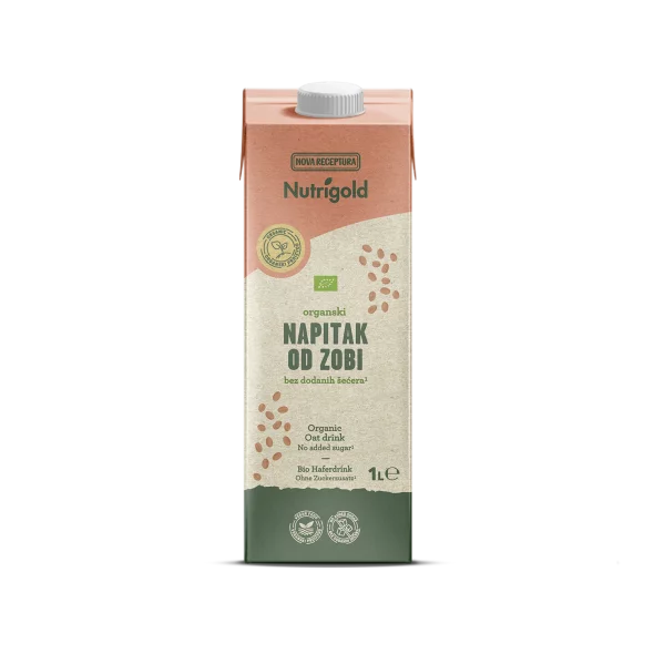 Nutrigoldov ovseni napitek brez dodanega sladkorja v kartonski embalaži 1000ml