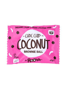 Brownie kroglica Kokos & Koščki čokolade Brez glutena - Ekološka 40g Roobar