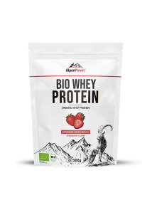 Alpen power whey beljakovine jagoda ekološka v beli embalaži 500g