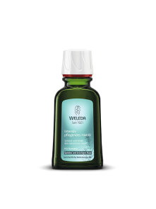 Weleda olje za suhe in lomljive lase z rožmarinom v temni zeleni stekleni embalaži 50ml