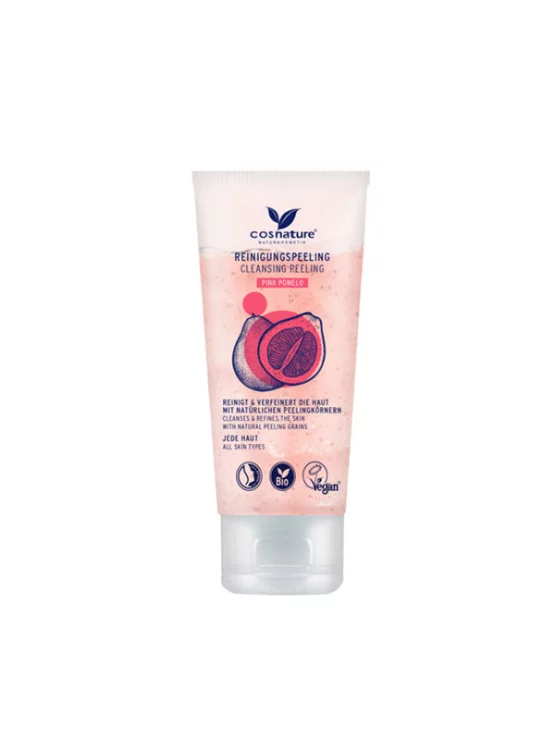 Cosnature piling za čiščenje obraza pink pomelo v tubasti embalaži 75g
