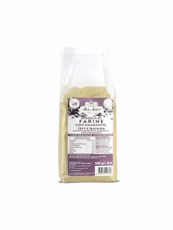 Pasta Natura moka iz tefa, amaranta in kvinoje brez glutena v prozorni embalaži 500g