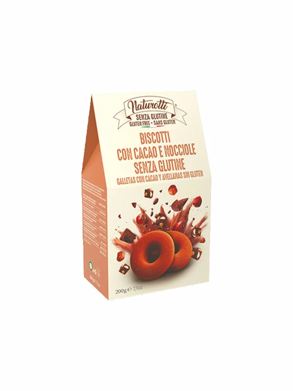 Pasta Natura hrustljavi piškoti kakav & lešnik brez glutena v embalaži 200g